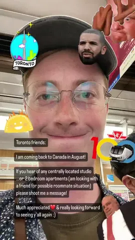 Toronto friends:

I am coming back to Canada in August!

If you hear of any centrally located studio …or  2 bedroom apartments (am looking with a friend for possible roommate situation) please shoot me a message!

Much appreciated❤️ & really looking forward to seeing y'all again :)