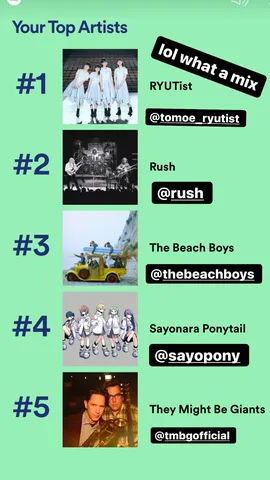 lol what a mix @tomoe_ryutist  @thebeachboys  @rush  @sayopony  @tmbgofficial